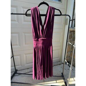 White House Black Market Plum Convertible Dress V-Neck Size 14